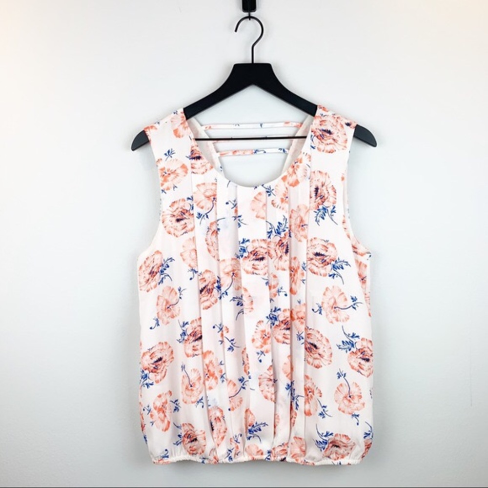 Anthropologie white floral sleeveless top